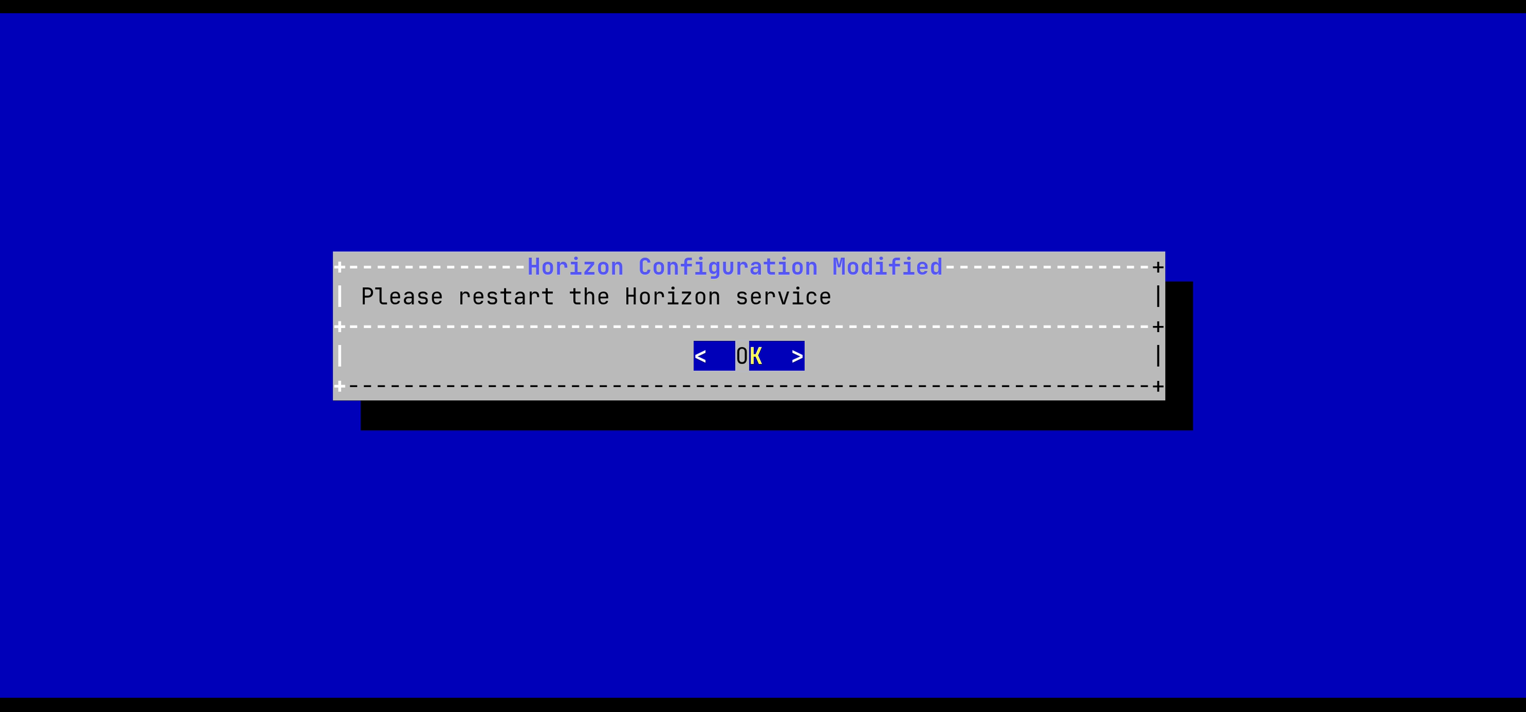 Horizon Configuration Menu