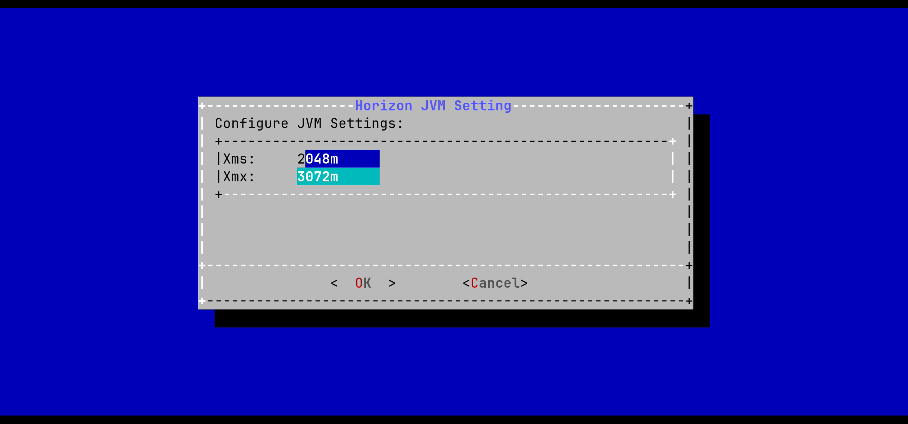 Horizon Configuration Menu