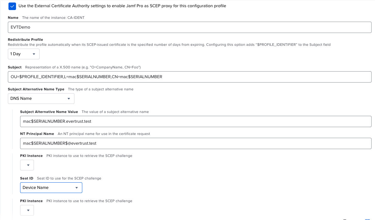 Jamf macOS profile using SCEP proxy mode
