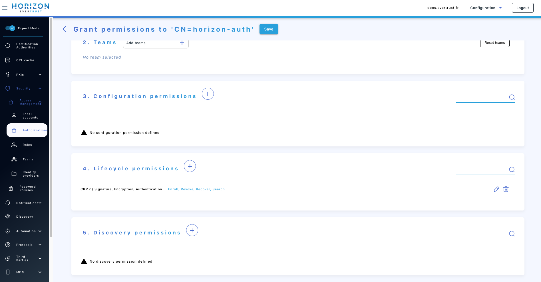 Account configuration