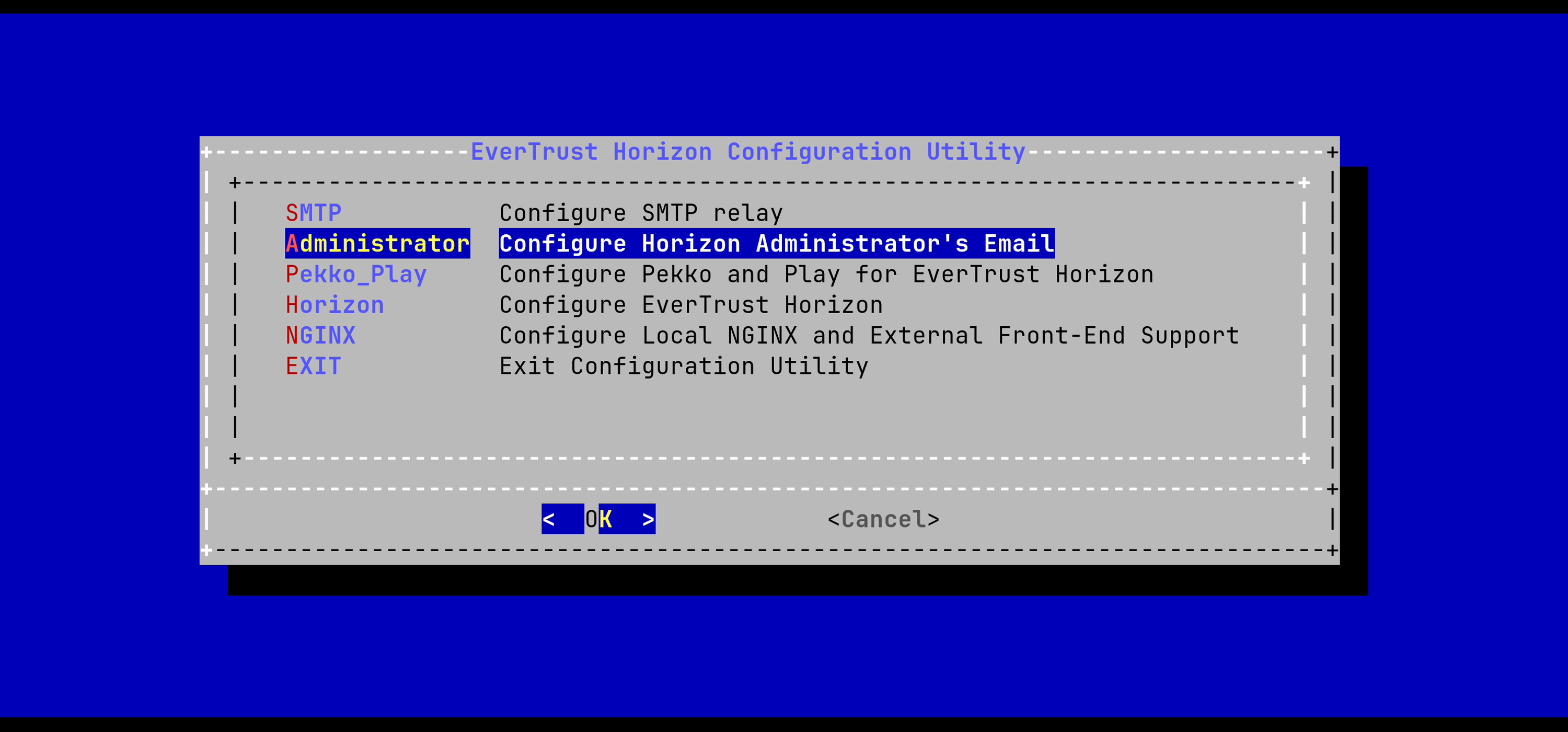 Horizon Admin Config Menu