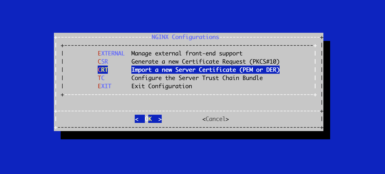 CRT menu