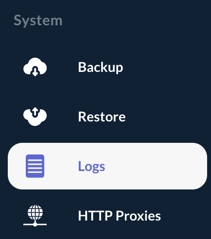 Logs Menu