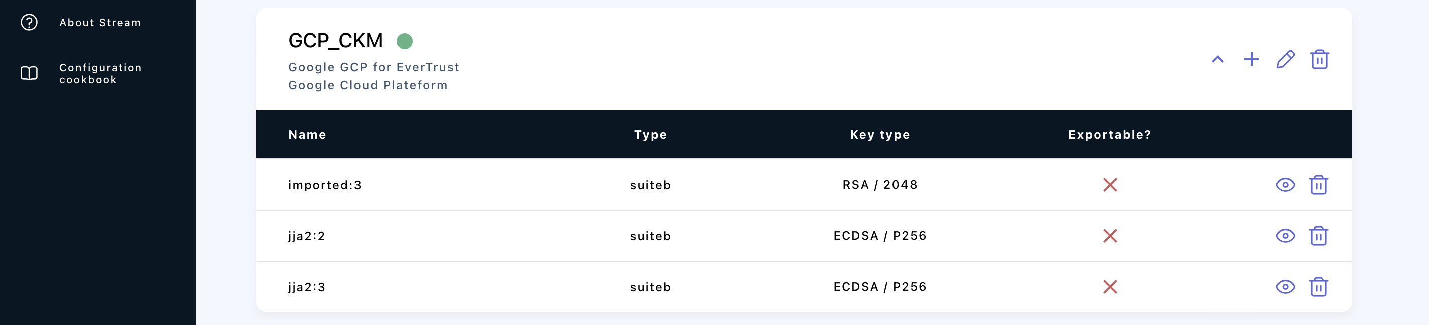 Stream list of keys in keystore 2