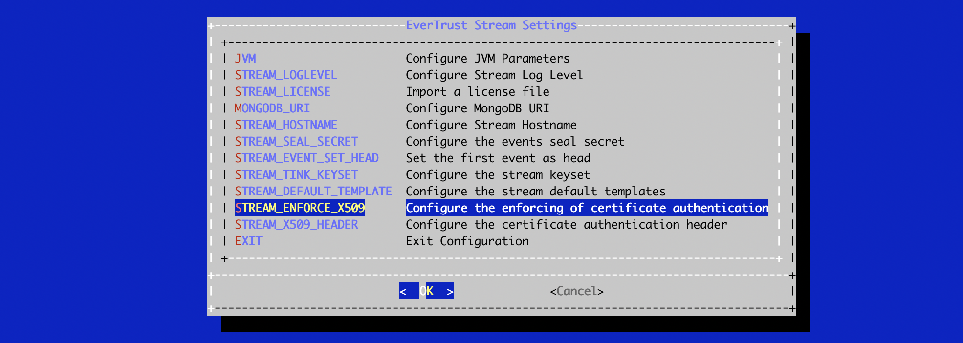 Stream Config Menu