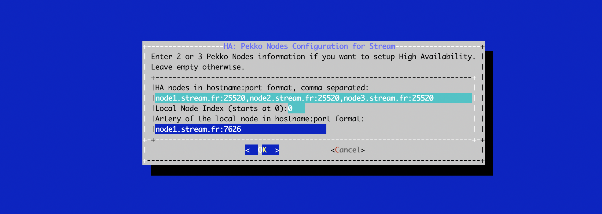 Stream Config Menu