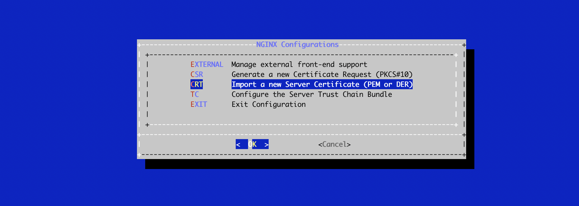 CRT menu