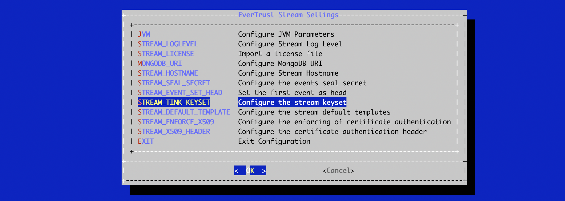 Stream Config Menu