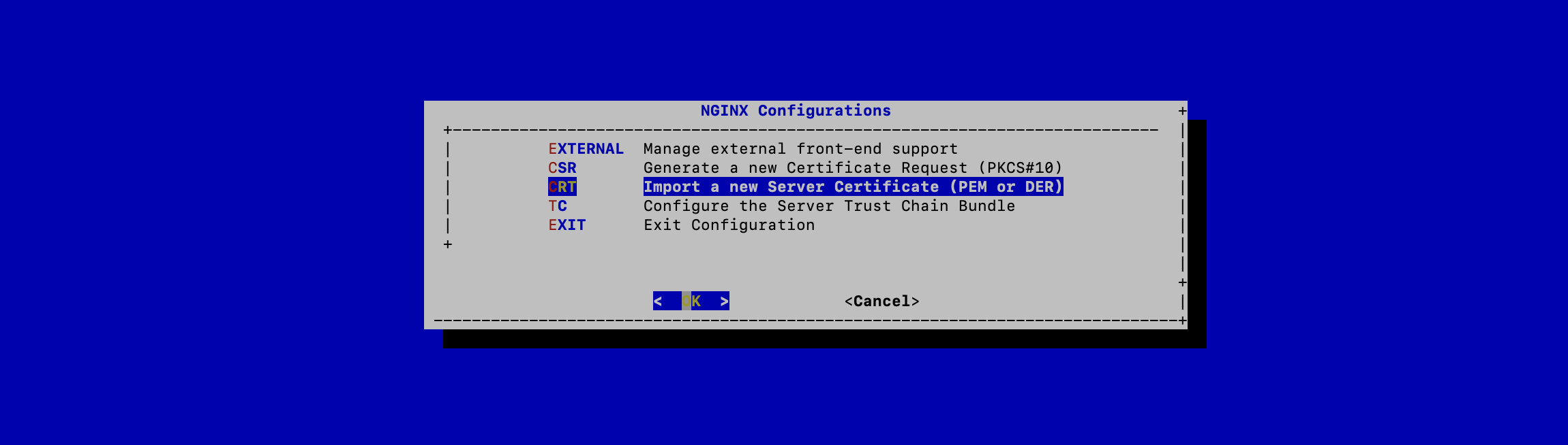 CRT menu