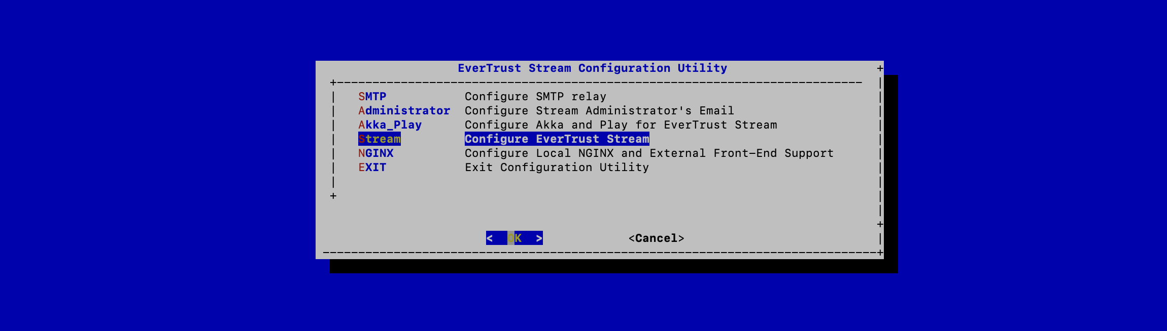 Stream Config Menu