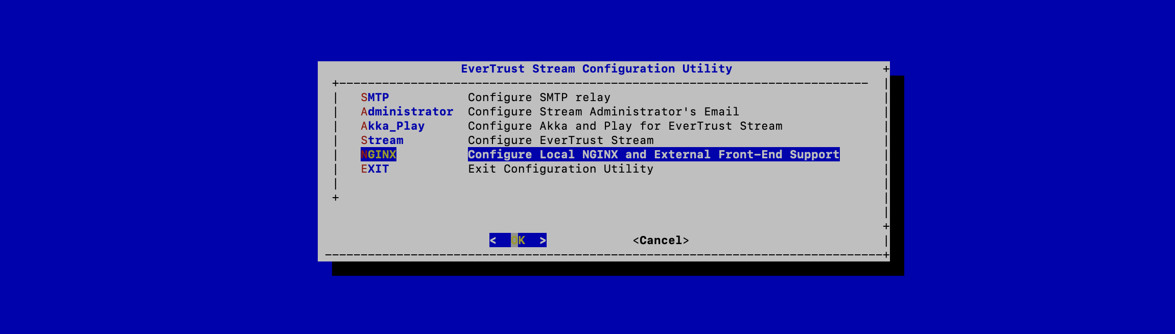 NGINX Config Menu